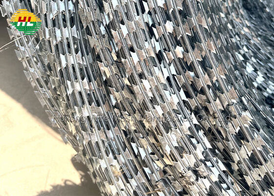 Hot Selling Hot Dipped Galvanized Egoza Wire Bto-16 Roll Concertina Double Strand Razor Blade Barbed Wire